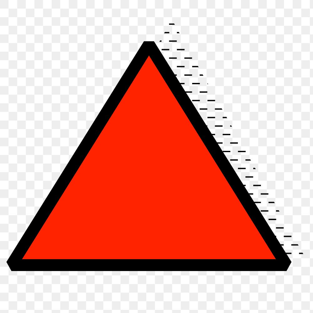 Red triangle png shape, transparent background