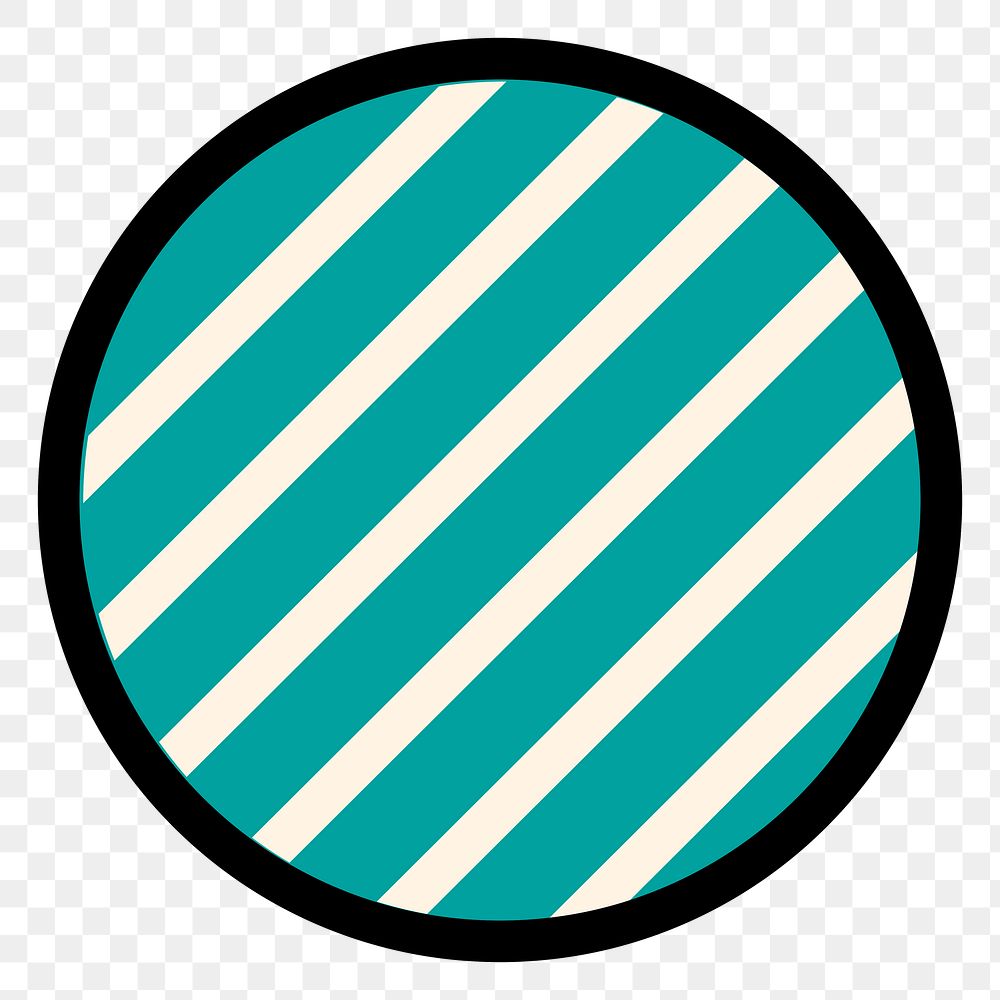 Blue striped circle png shape, transparent background