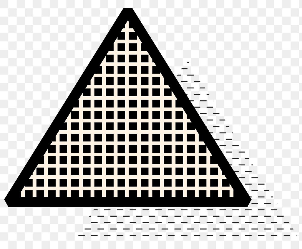 Black grid triangle png shape, transparent background