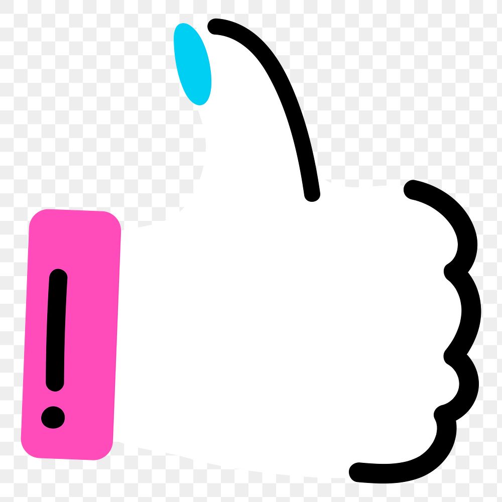 Png funky thumbs up sticker, transparent background