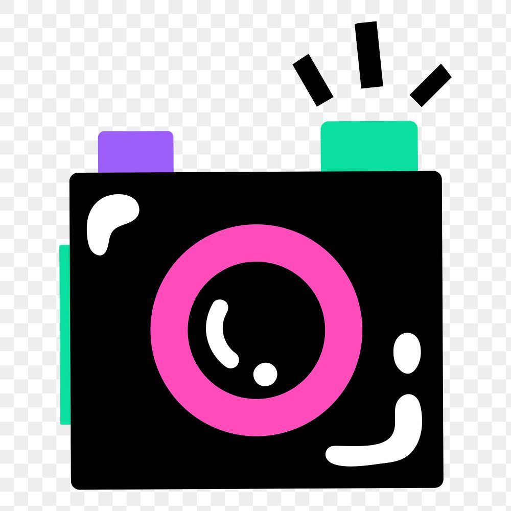 Png funky camera sticker, transparent background