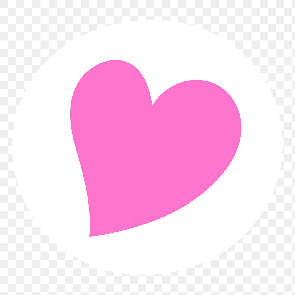 Pink heart png, cute badge, transparent background