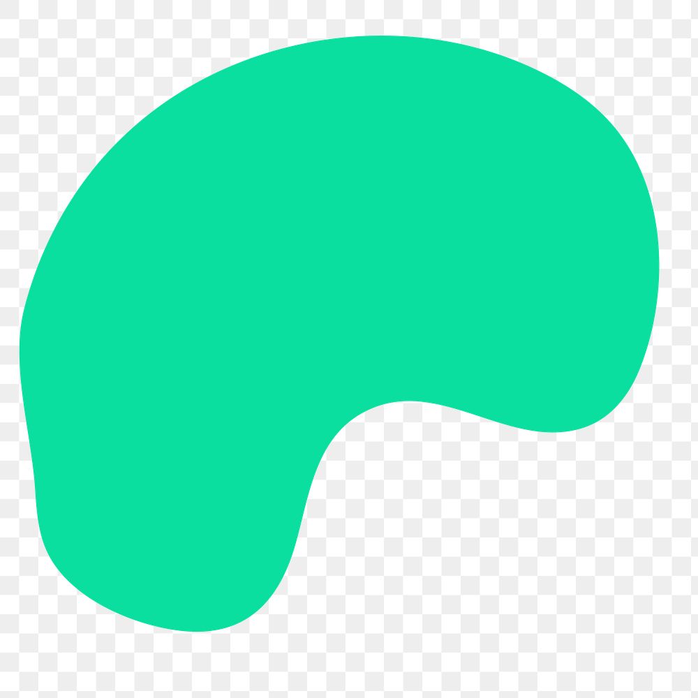 Png green blob shape, transparent background