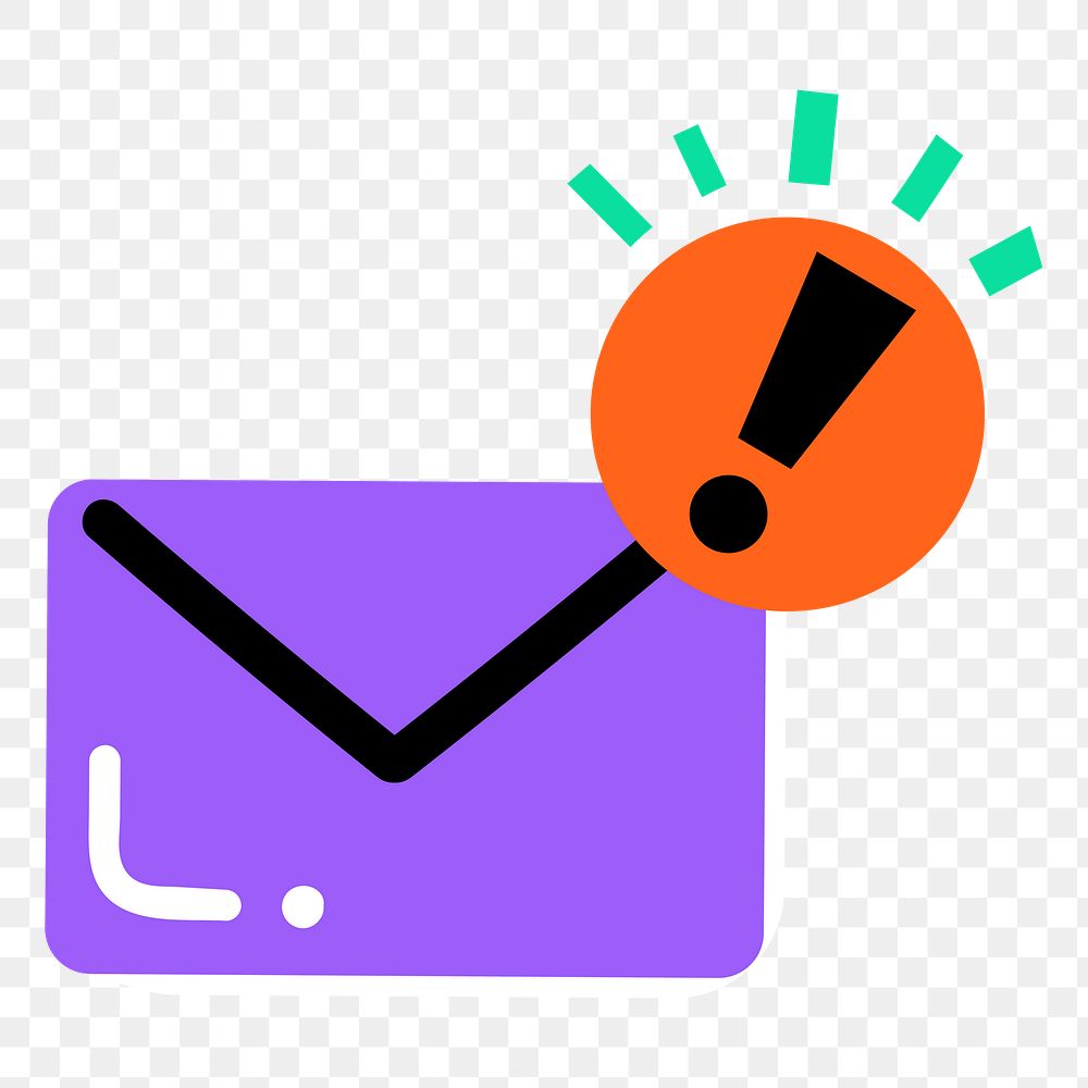 Png funky email notification, transparent background