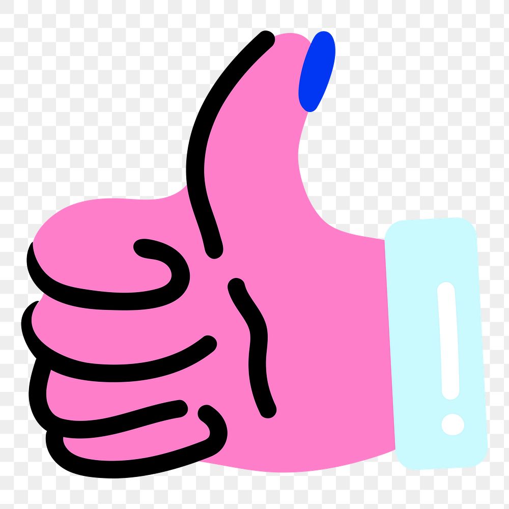 Funky thumbs up png sticker, transparent background