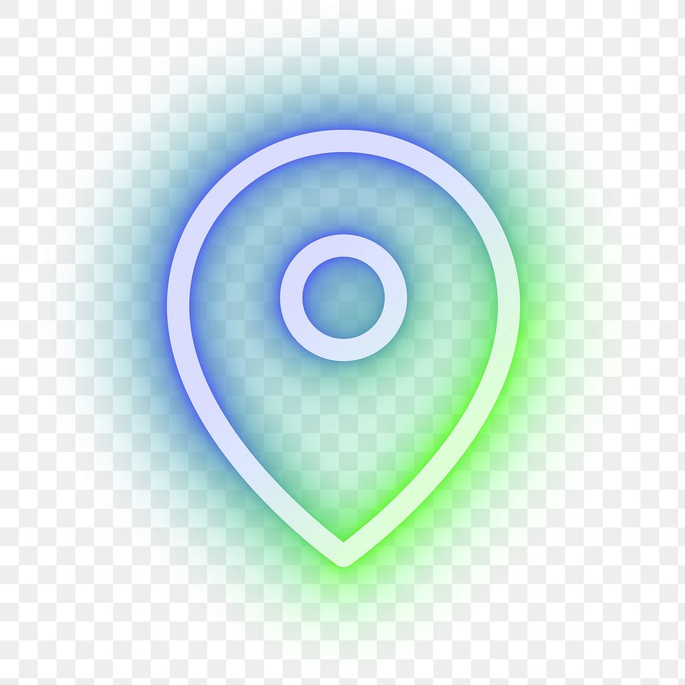 Location pin icon png, neon glow design, transparent background