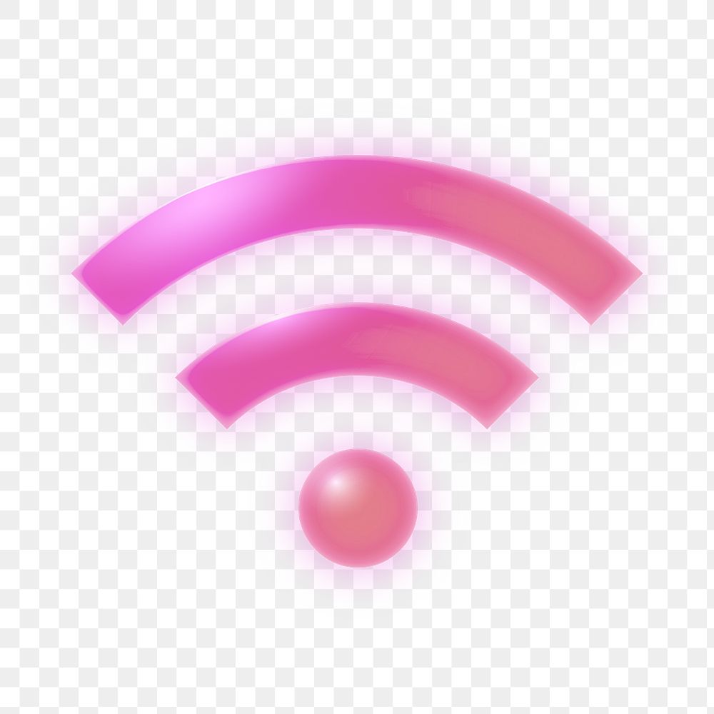Wifi internet png icon, neon glow design, transparent background