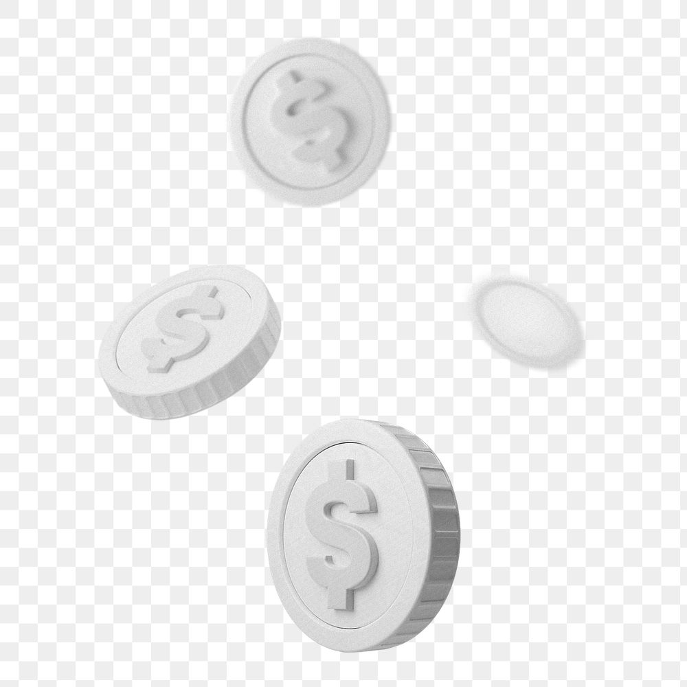 Falling coins png, 3D money graphic, transparent background