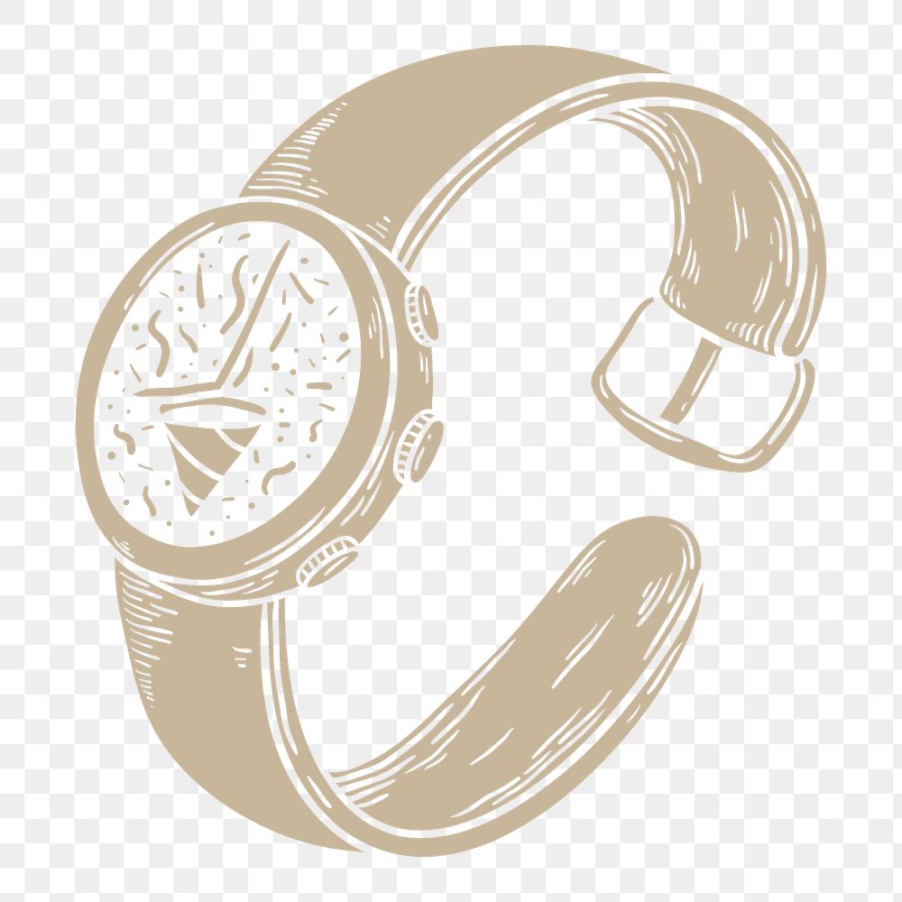 Beige wristwatch png element, transparent background