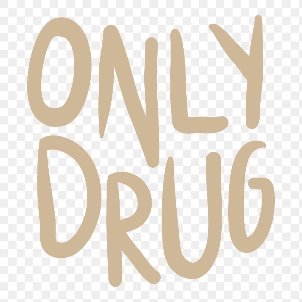 Only drug png word element typography, transparent background