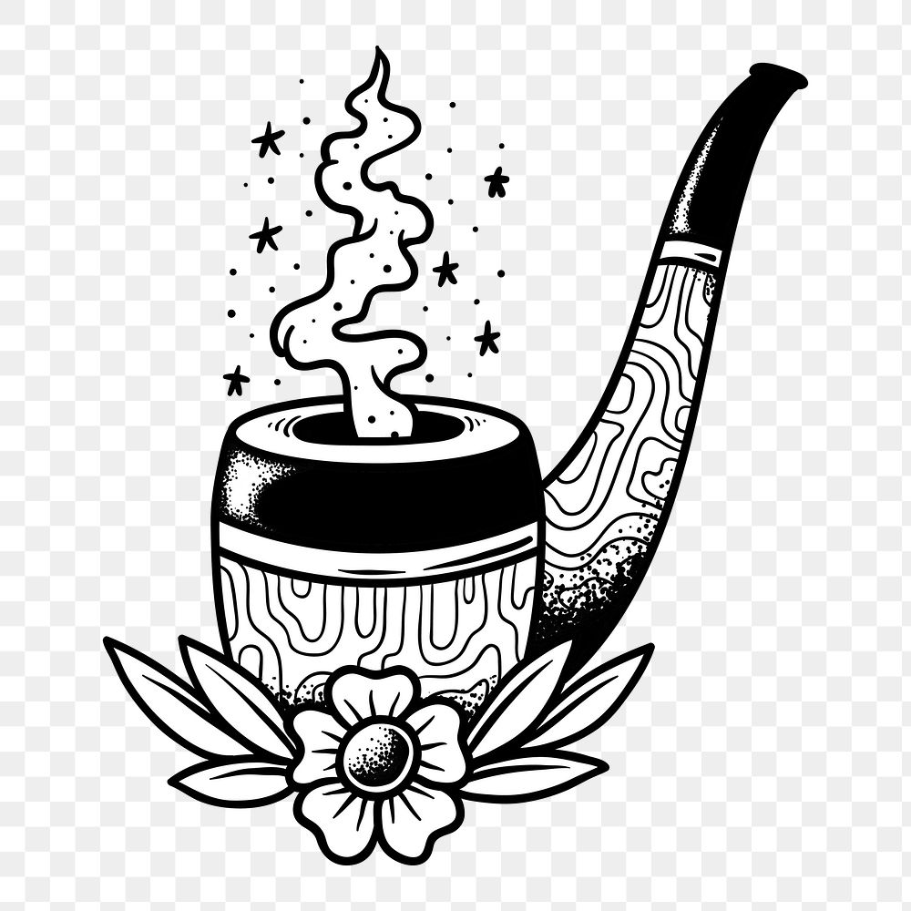 Floral smoking pipe png element, transparent background