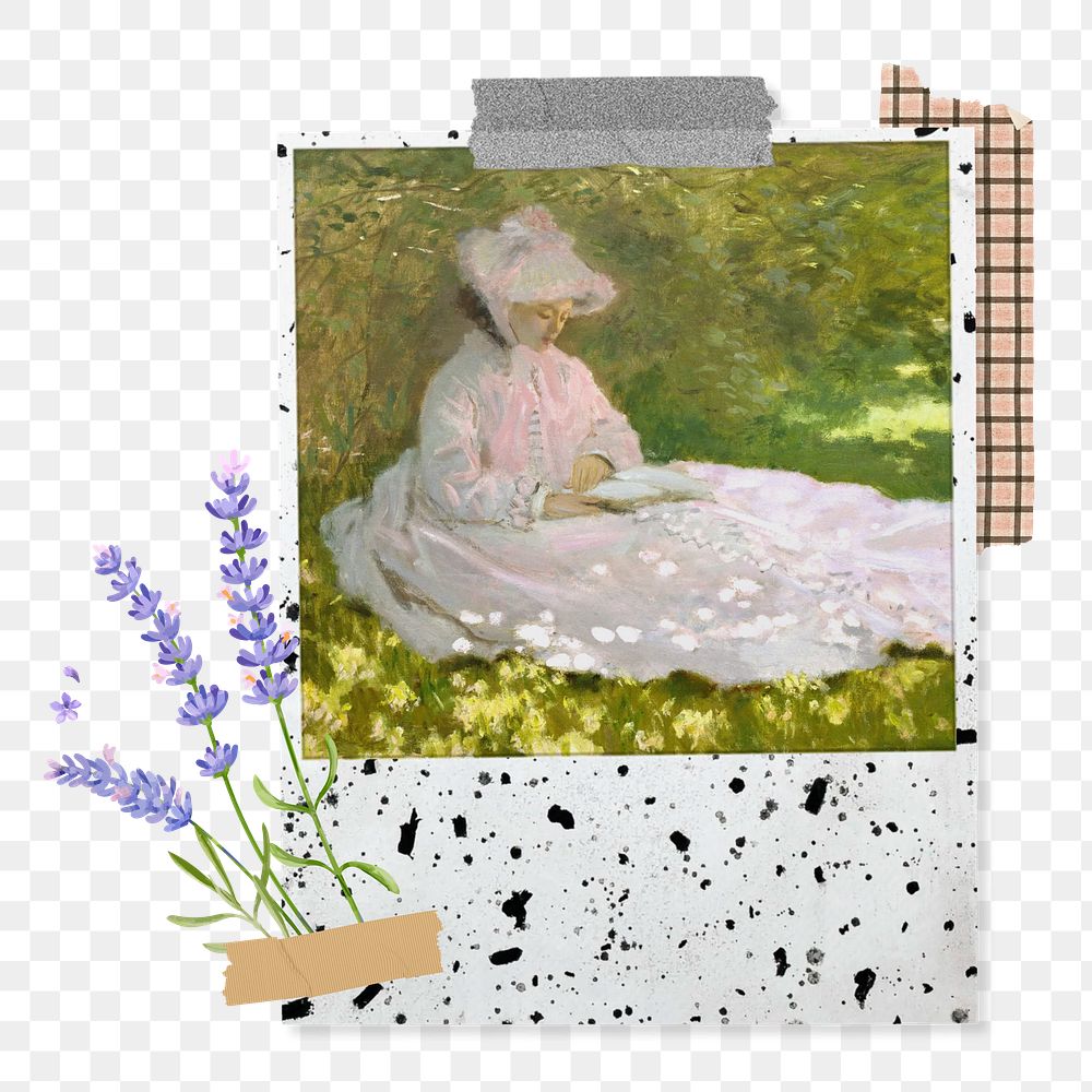 Monet's Springtime png sticker, instant film transparent background. Remixed by rawpixel.