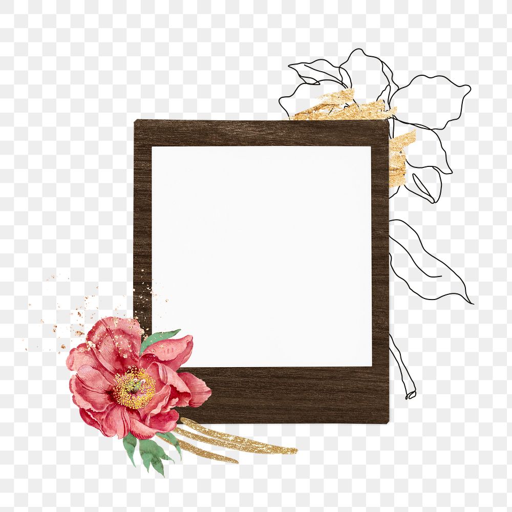 Png instant photo frame sticker, transparent background