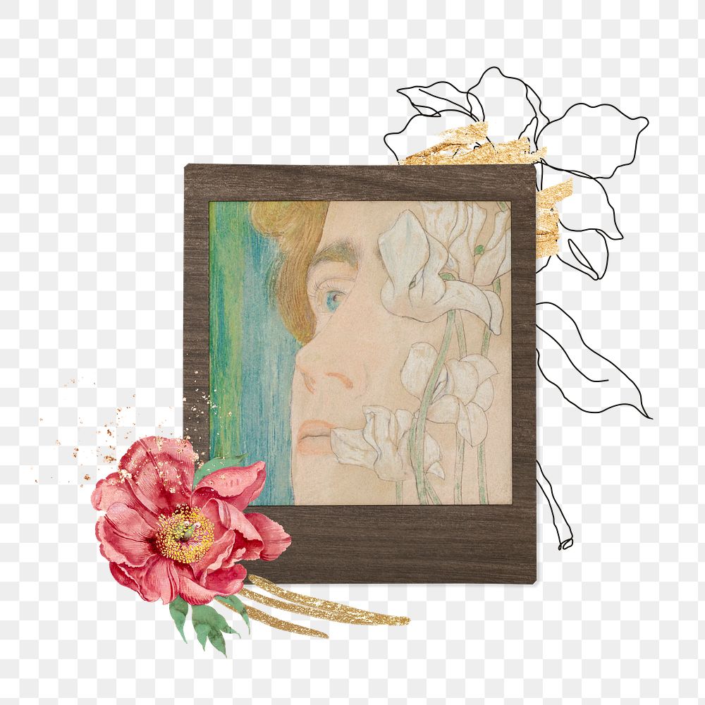 Woman Margu&eacute;rite png sticker, Jan Toorop's artwork in instant film transparent background. Remixed by rawpixel.