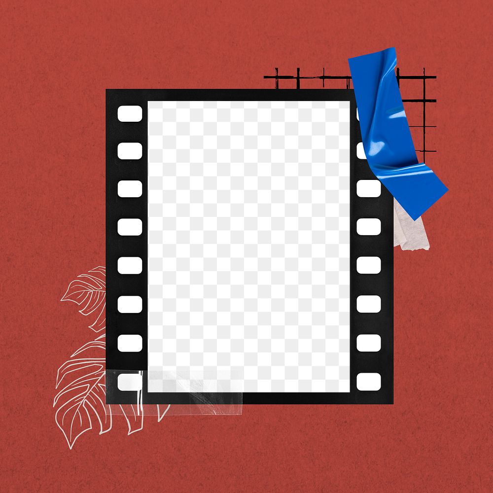 Blank film frame png mockup, transparent design