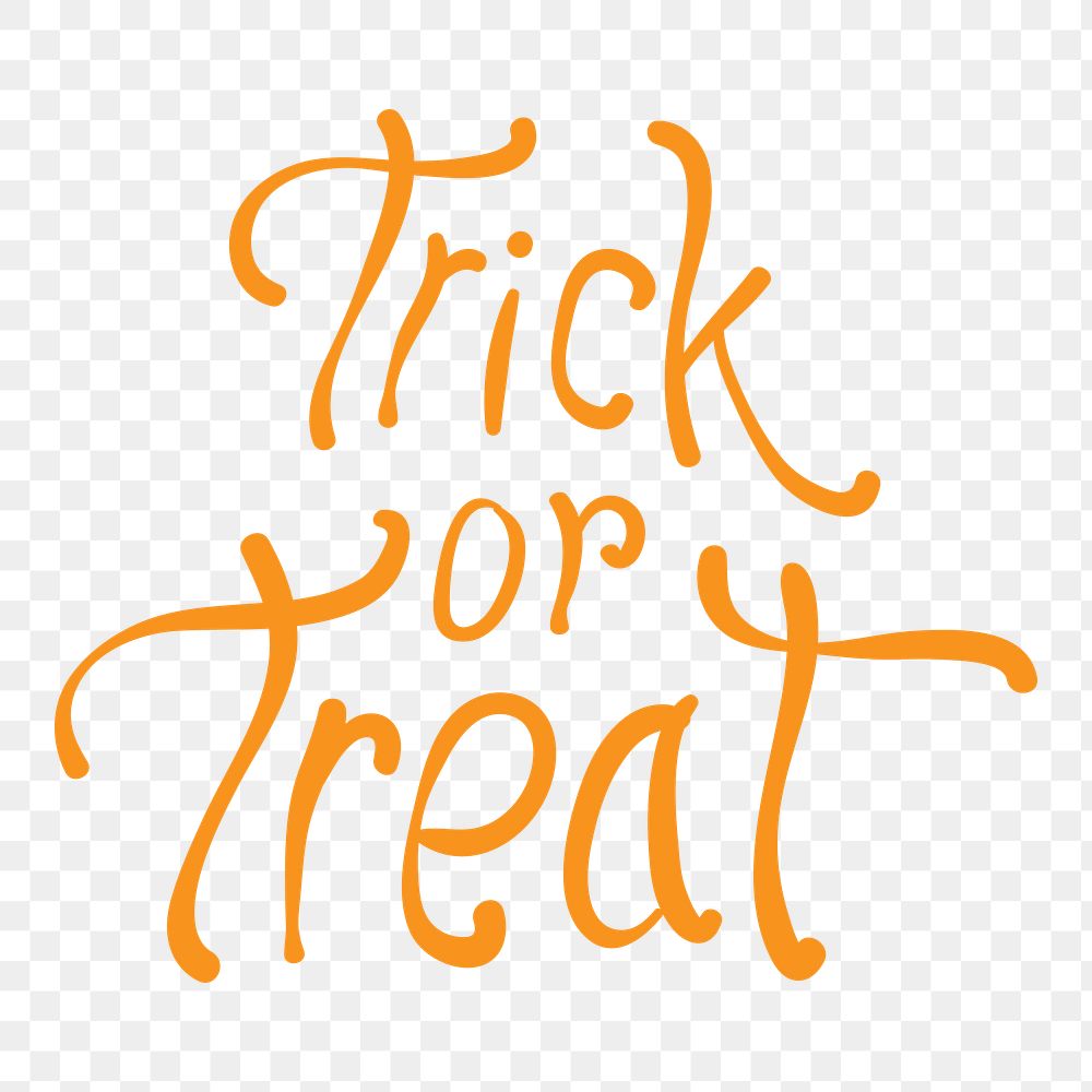 Trick or treat png word, Halloween typography, transparent background