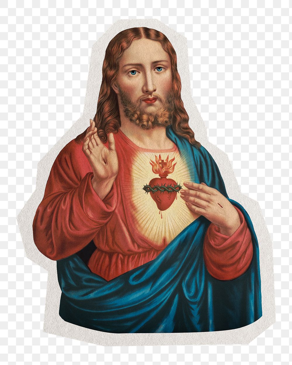 Jesus Christ png sticker, transparent background, remixed by rawpixel.