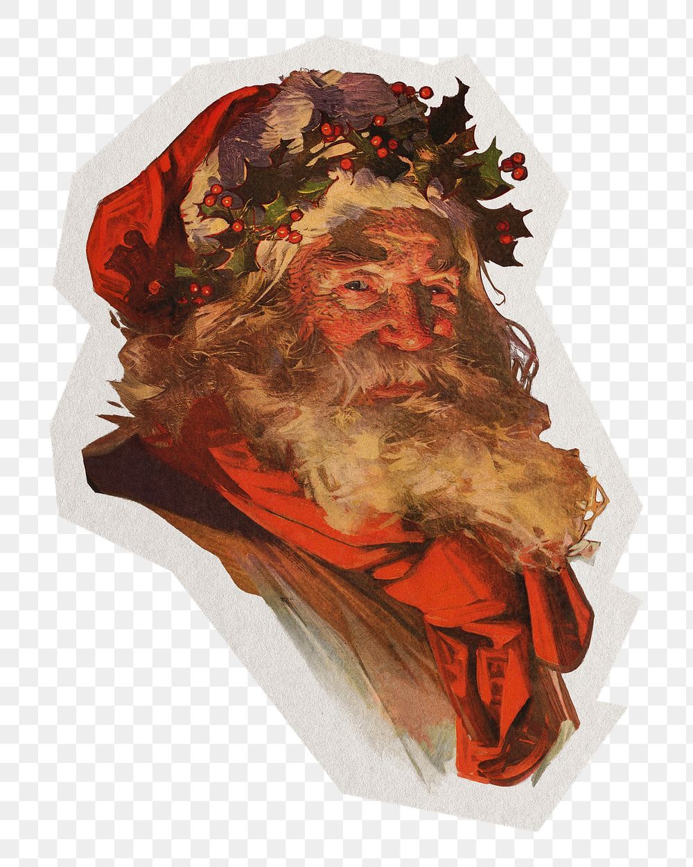 Santa Claus png sticker, illustration by Joseph Christian Leyendecker on transparent background, remixed by rawpixel.