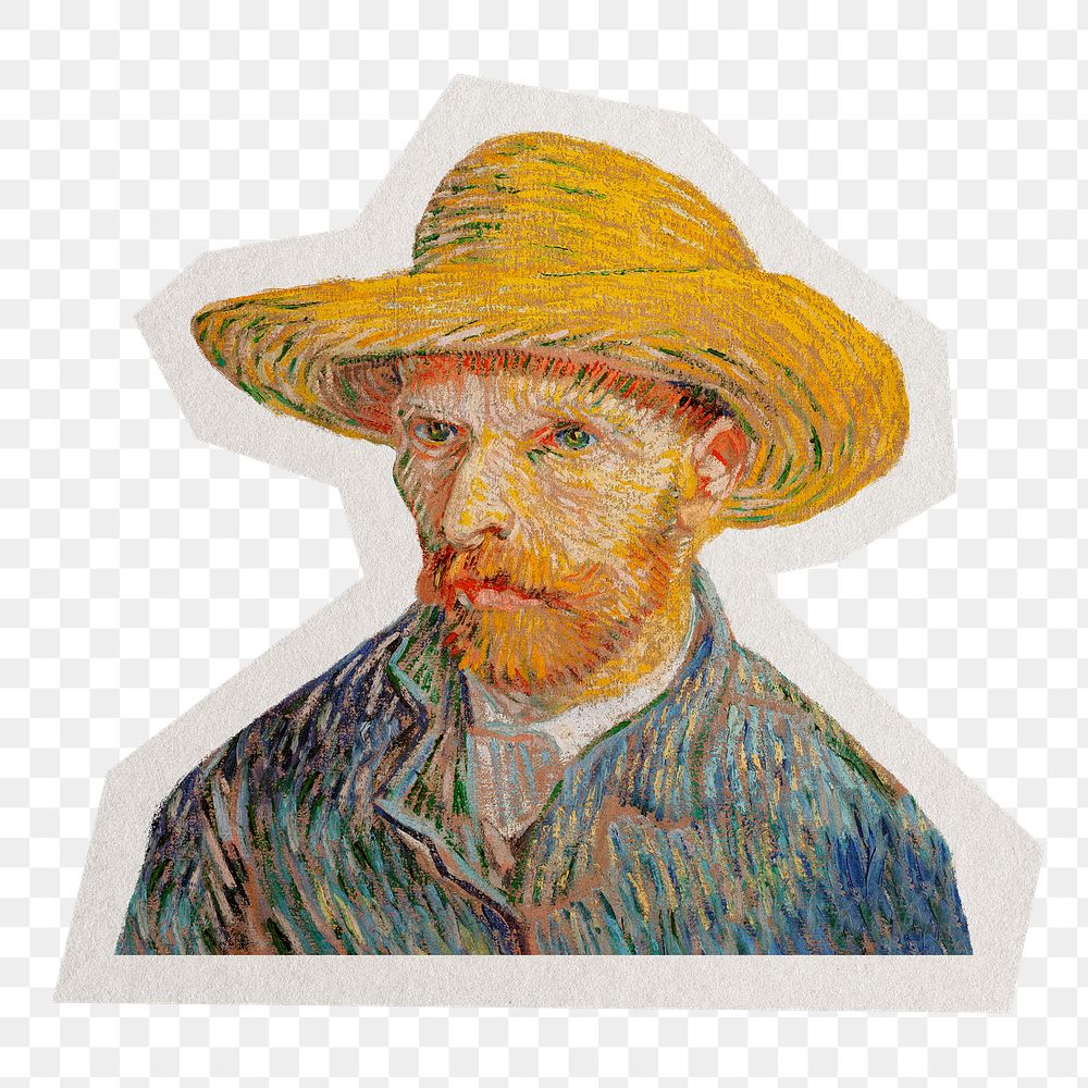 Van Gogh's Self-Portrait png sticker, transparent background, remixed by rawpixel.