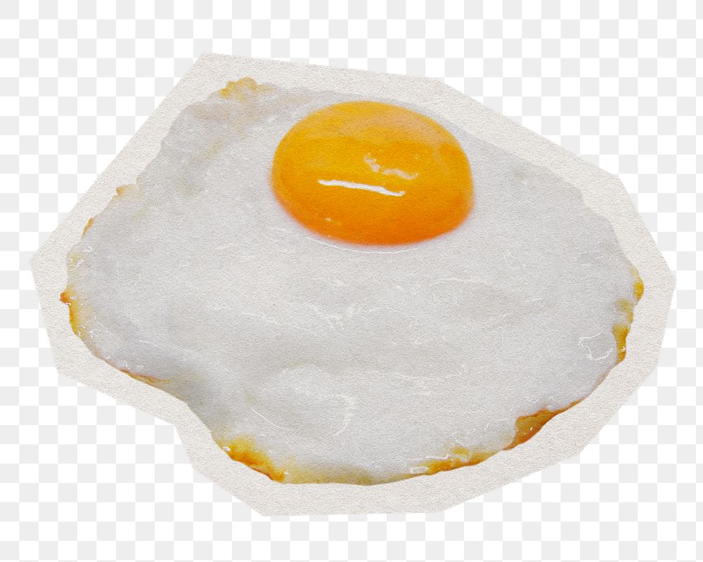 Fried egg png food sticker, paper cut on transparent background