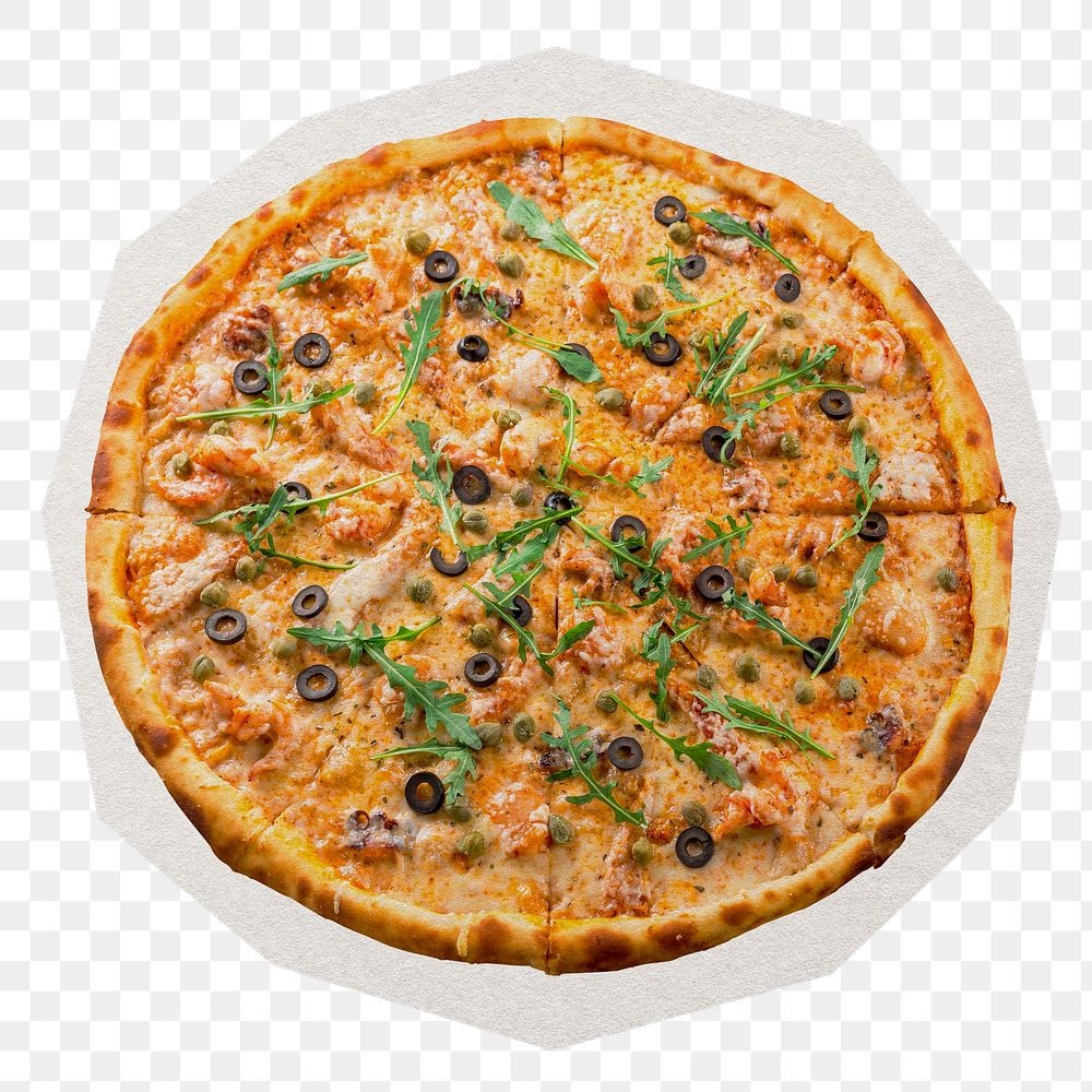 Pizza png sticker, paper cut on transparent background