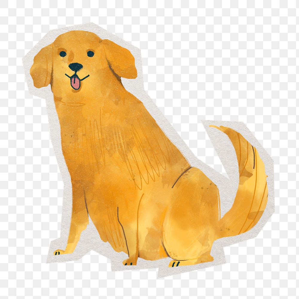 Png Golden retriever  sticker, drawing, paper cut on transparent background