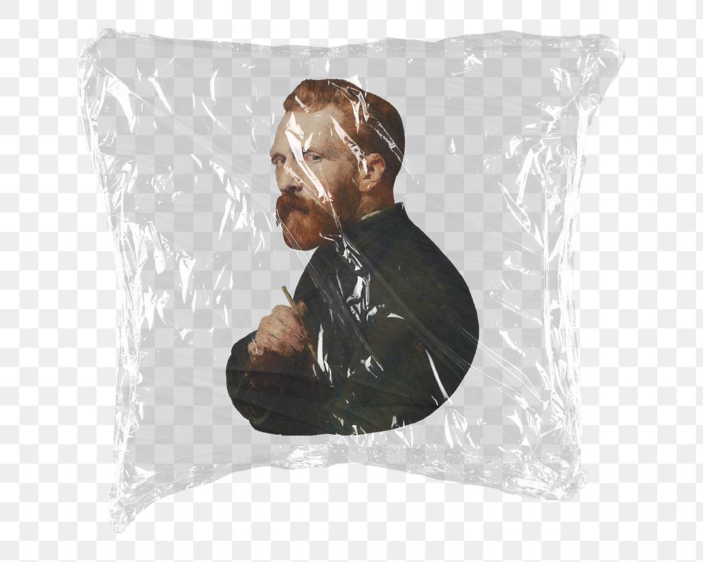 Van Gogh png portrait sticker, John Russell's artwork in plastic wrap transparent background. Remixed by rawpixel.
