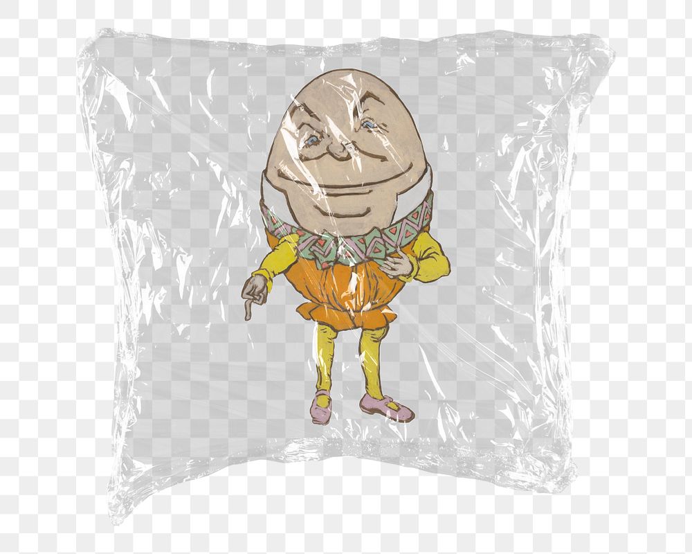 Humpty Dumpty png sticker, Alice&rsquo;s Adventures in Wonderland by Lewis Carroll in plastic wrap transparent background.…