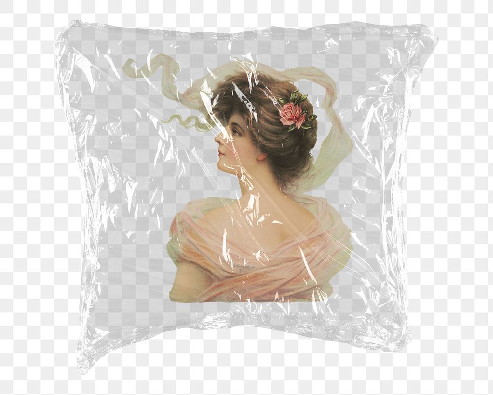 Vintage lady png sticker, plastic wrap transparent background. Remixed by rawpixel.