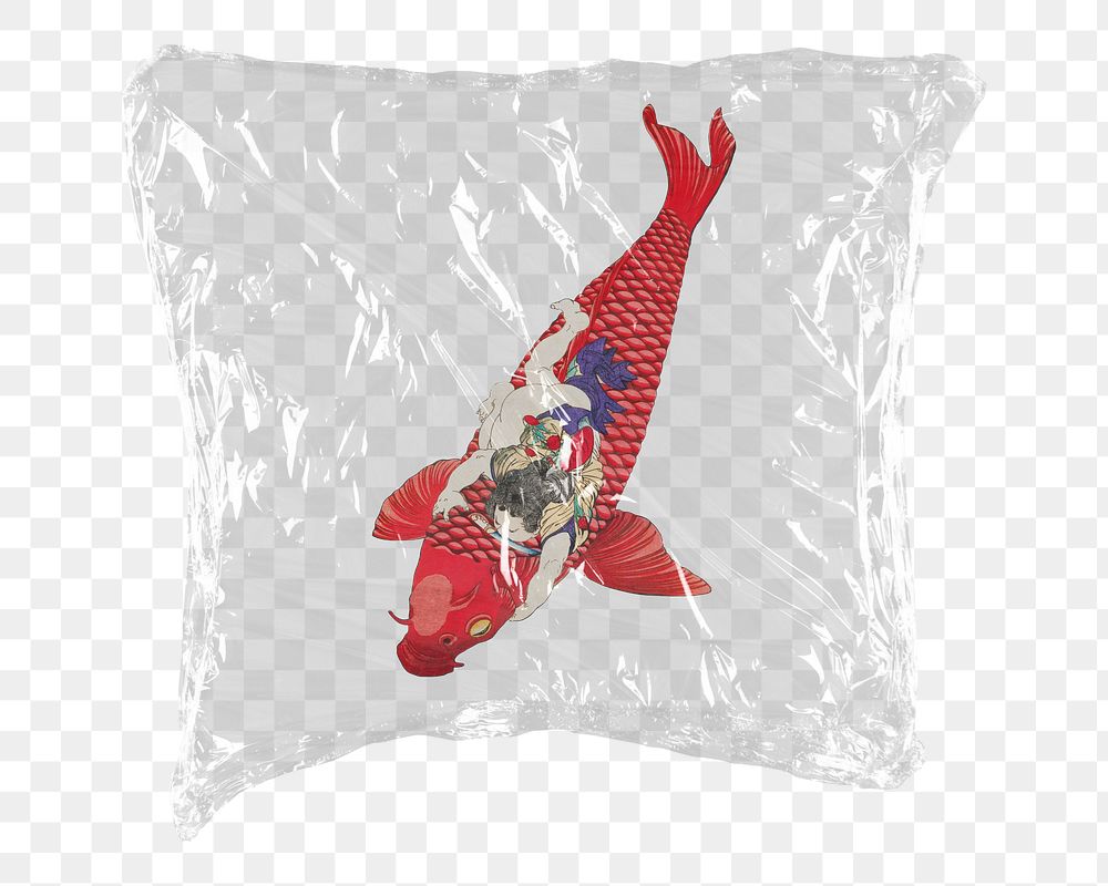 Japanese koi fish png sticker, plastic wrap transparent background. Remixed by rawpixel.