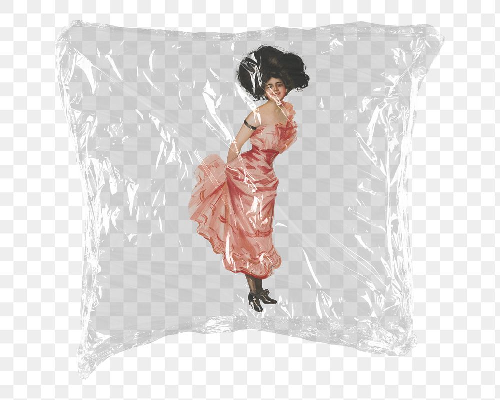 Victorian lady png sticker, plastic wrap transparent background. Remixed by rawpixel.