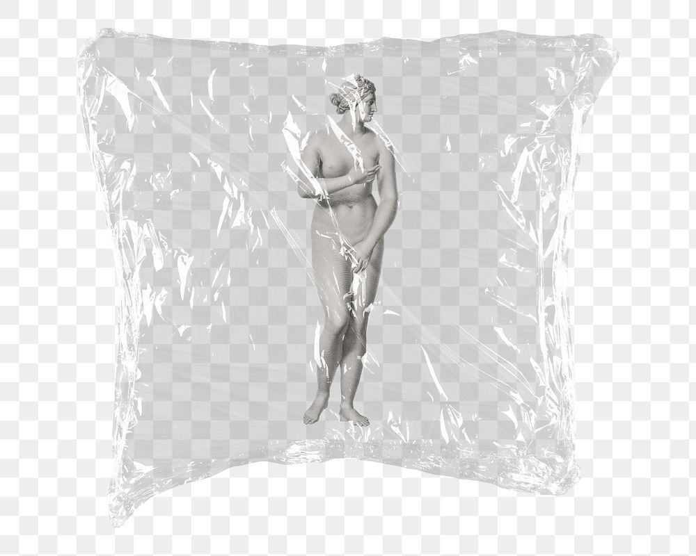 Greek statue png sticker, plastic wrap transparent background. Remixed by rawpixel.