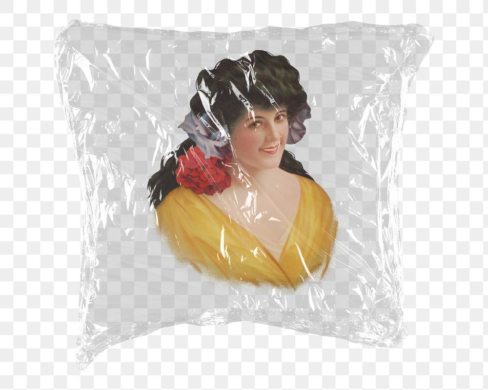 Vintage lady png sticker, plastic wrap transparent background. Remixed by rawpixel.