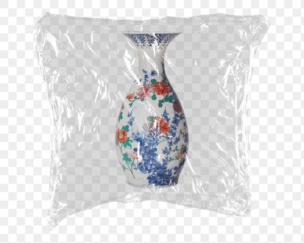 Antique vase png sticker, plastic wrap transparent background. Remixed by rawpixel.