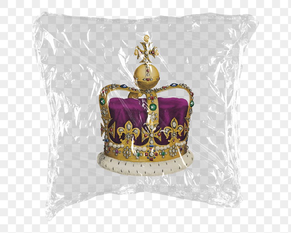 Royal crown png sticker, plastic wrap transparent background. Remixed by rawpixel.