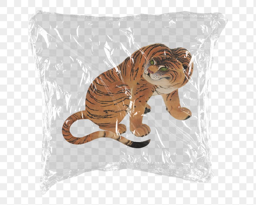 Japanese tiger png sticker, plastic wrap transparent background. Remixed by rawpixel.
