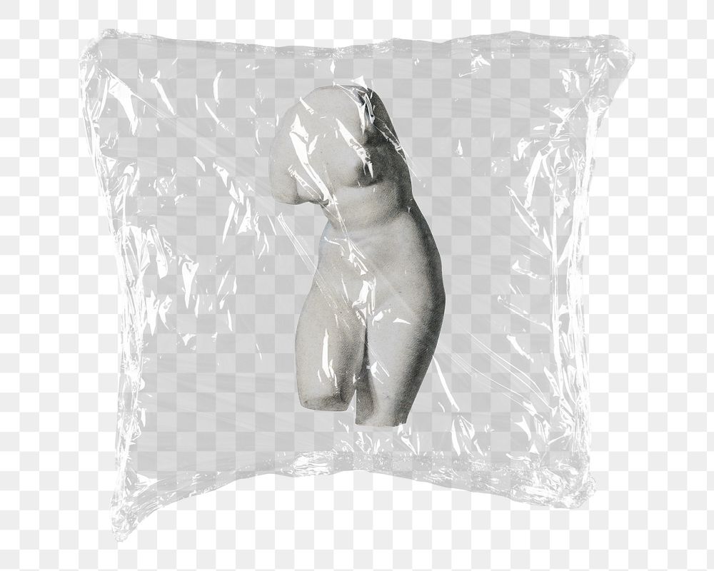 Png female torso sculpture  sticker, plastic wrap transparent background. Remixed by rawpixel.