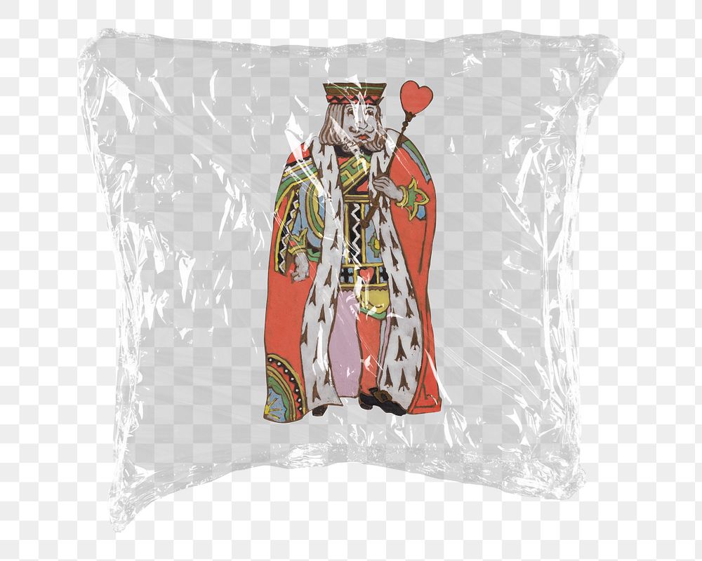 King of Hearts png sticker, Lewis Carroll’s Alice’s Adventures in Wonderland character in plastic wrap transparent…