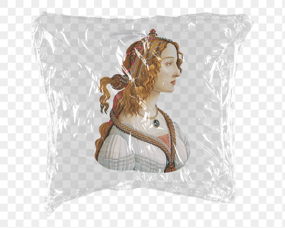 Sandro Botticelli's woman png sticker, plastic wrap transparent background. Remixed by rawpixel.