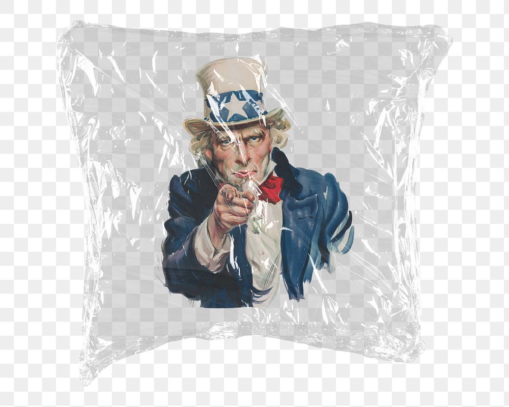 Uncle sam png sticker, James Montgomery Flagg's artwork in  plastic wrap transparent background. Remixed by rawpixel.