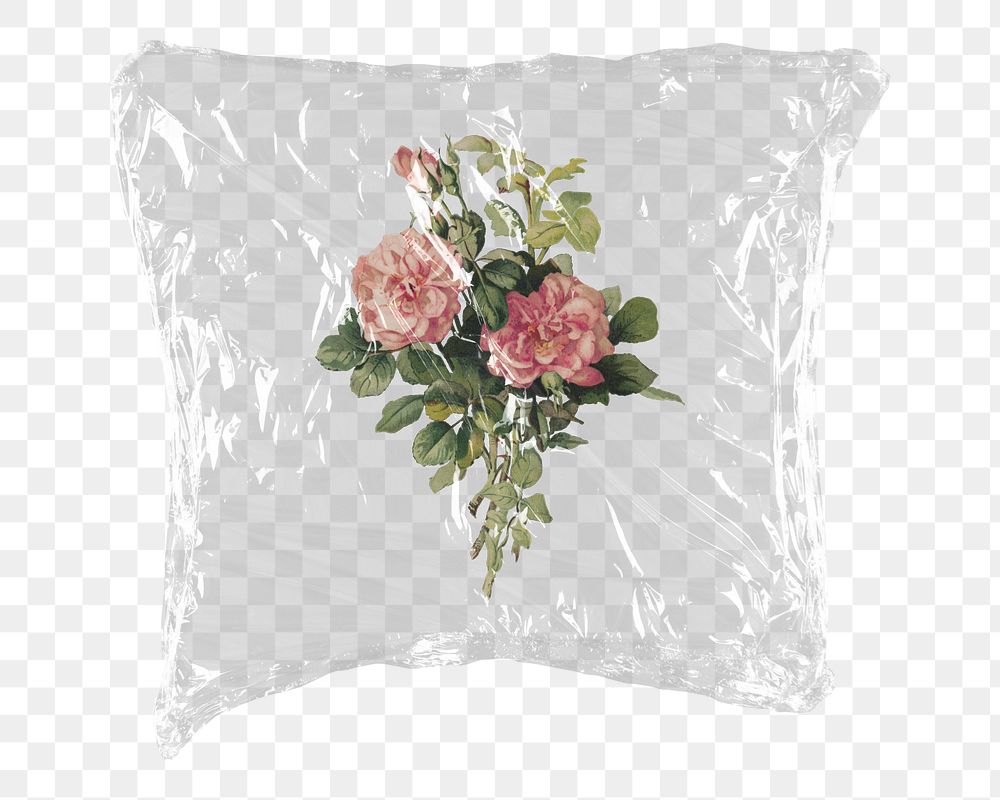 Vintage roses png sticker, plastic wrap transparent background. Remixed by rawpixel.