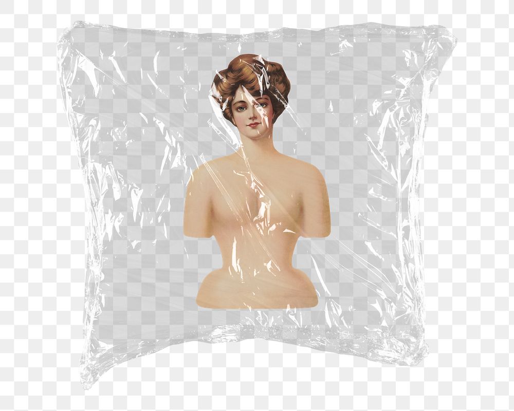 Female mannequin png sticker, plastic wrap transparent background. Remixed by rawpixel.