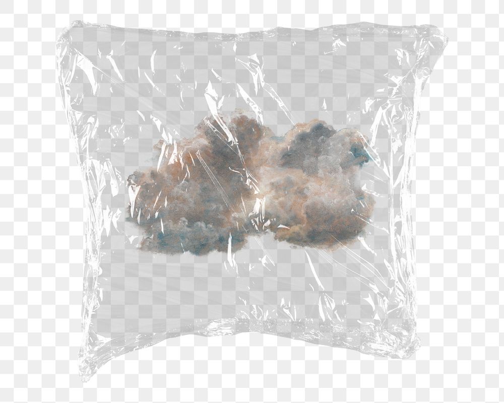 Vintage cloud png sticker, plastic wrap transparent background. Remixed by rawpixel.