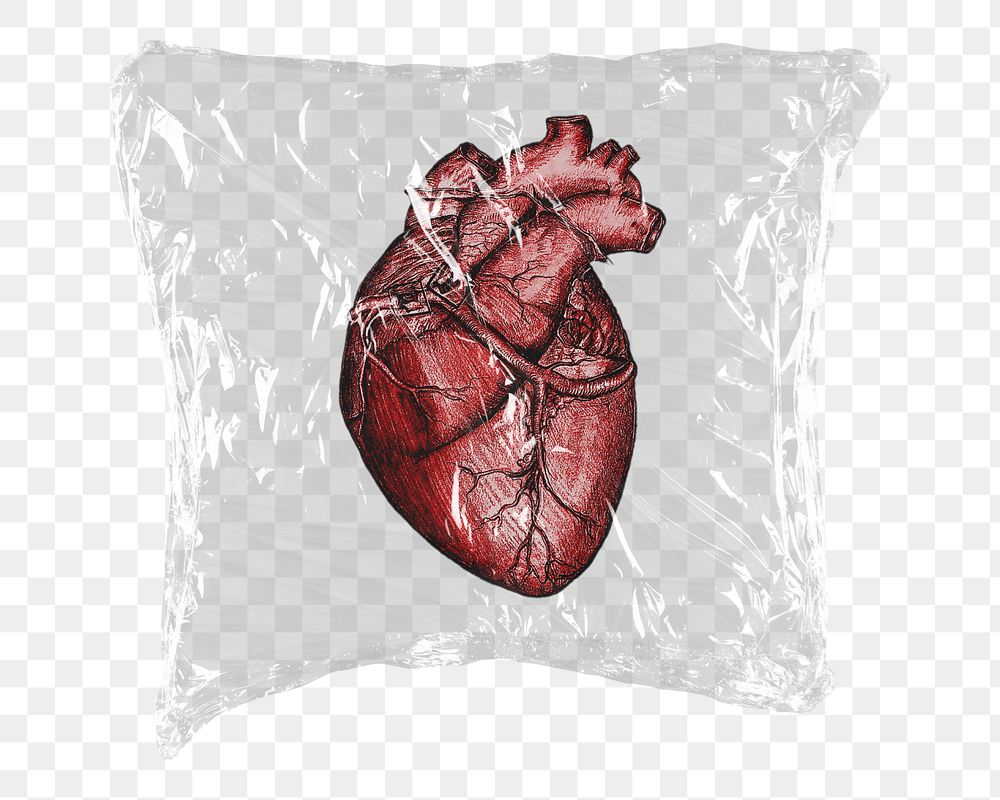 Vintage heart png sticker, plastic wrap transparent background. Remixed by rawpixel.