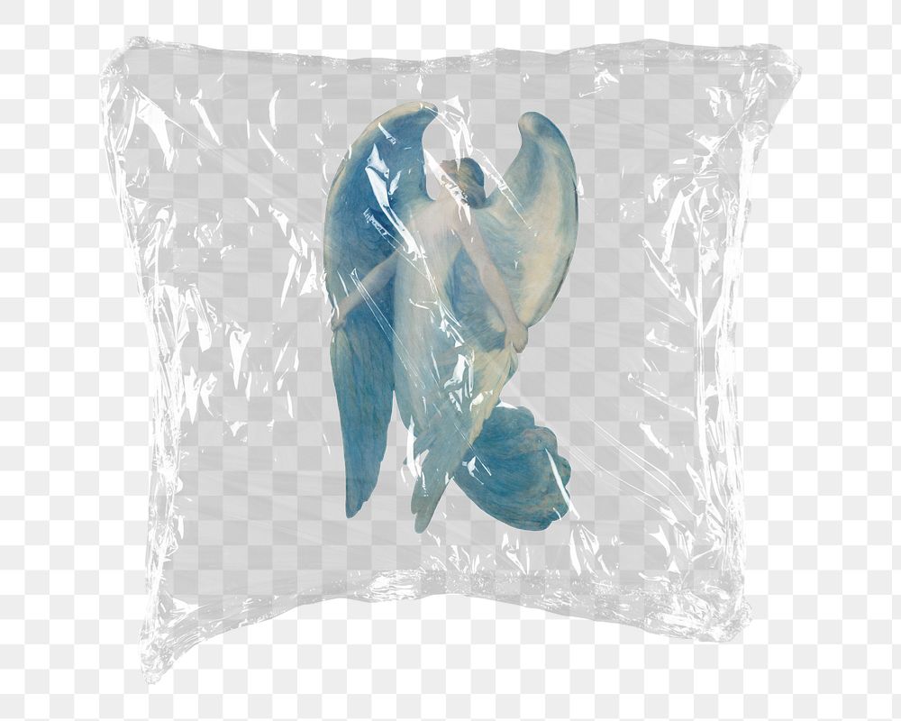 Aesthetic angel png sticker, plastic wrap transparent background. Remixed by rawpixel.