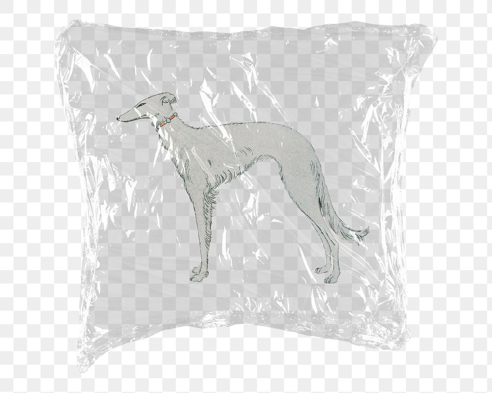 Greyhound dog png sticker, plastic wrap transparent background. Remixed by rawpixel.