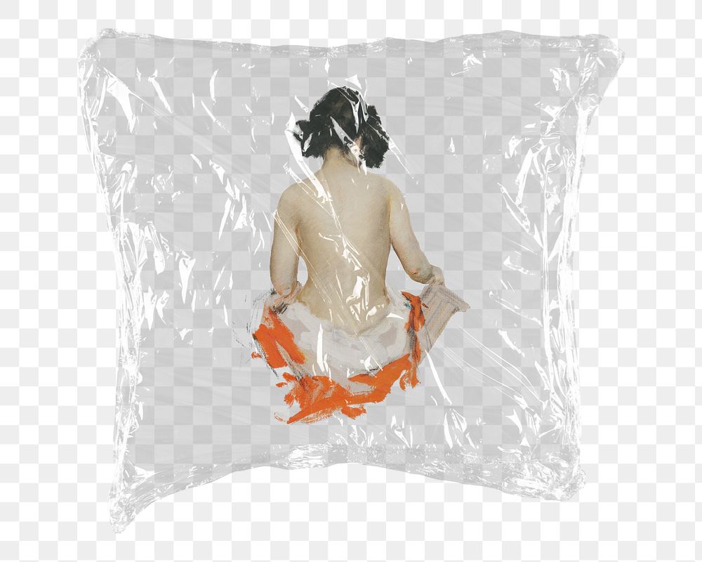 Japanese woman png sticker, plastic wrap transparent background. Remixed by rawpixel.