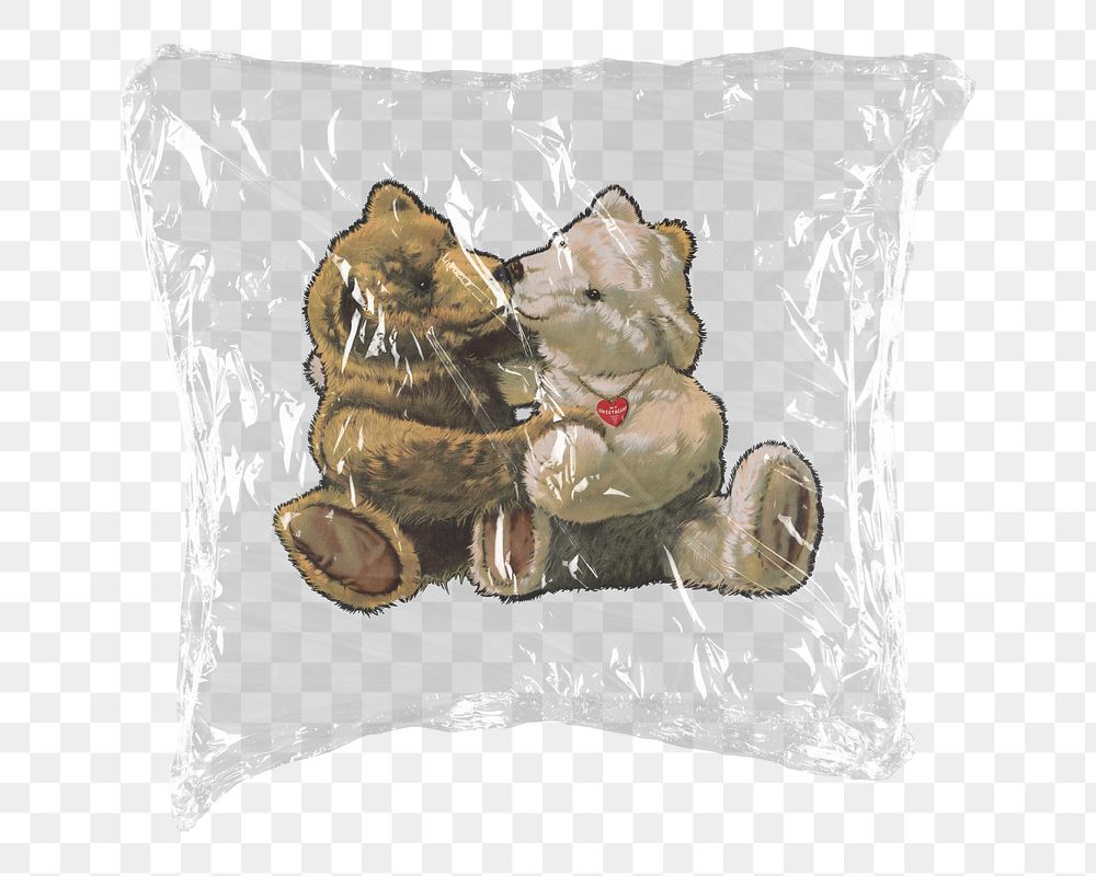 Vintage bears png sticker, plastic wrap transparent background. Remixed by rawpixel.