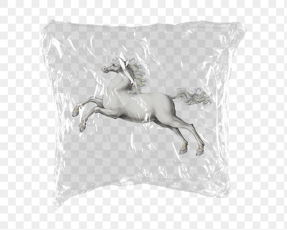 White horse png sticker, plastic wrap transparent background. Remixed by rawpixel.