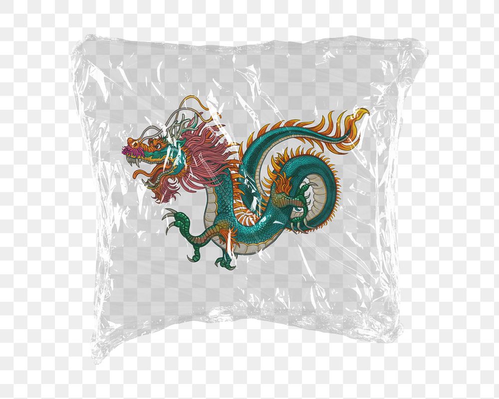 Chinese dragon png sticker, plastic wrap transparent background. Remixed by rawpixel.